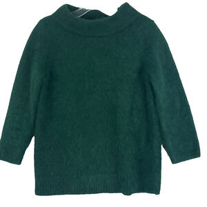 Moth Women's Size M Emerald Green Angora Rabbit Fluffy Soft Fuzzy Soft Minimal